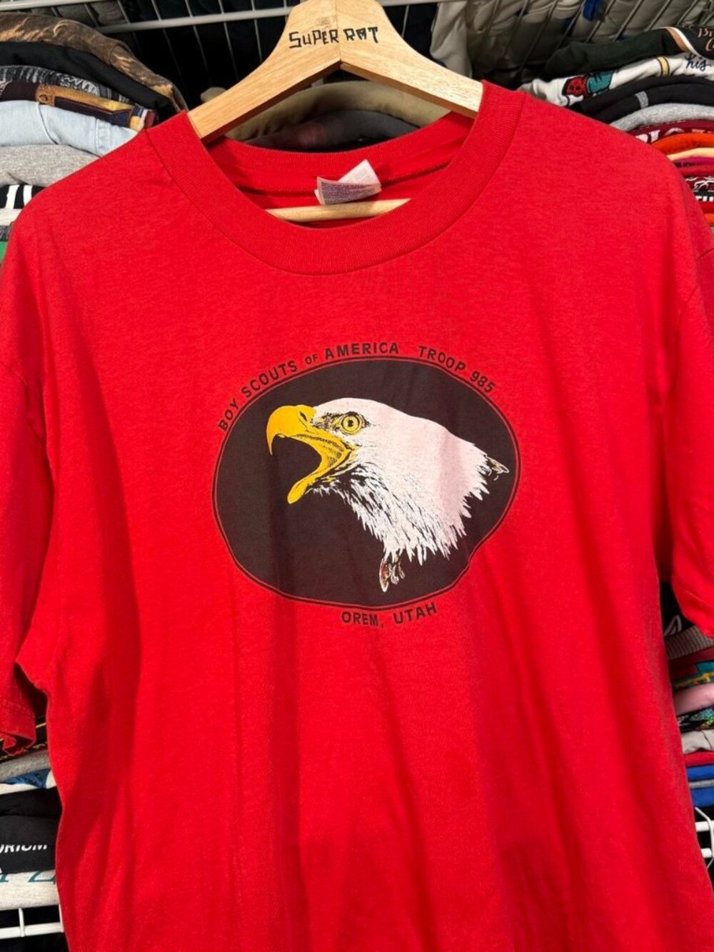 Y2K Boy Scouts group 985 Orem Utah Eagle graphic t shirt red